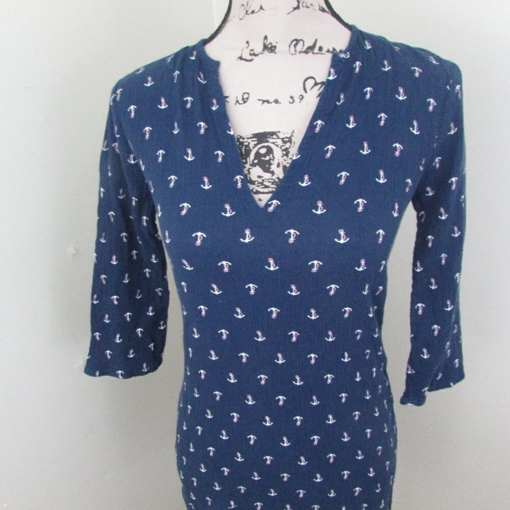 J Crew Womens Top XXS Anchors Blue Nautical Tunic